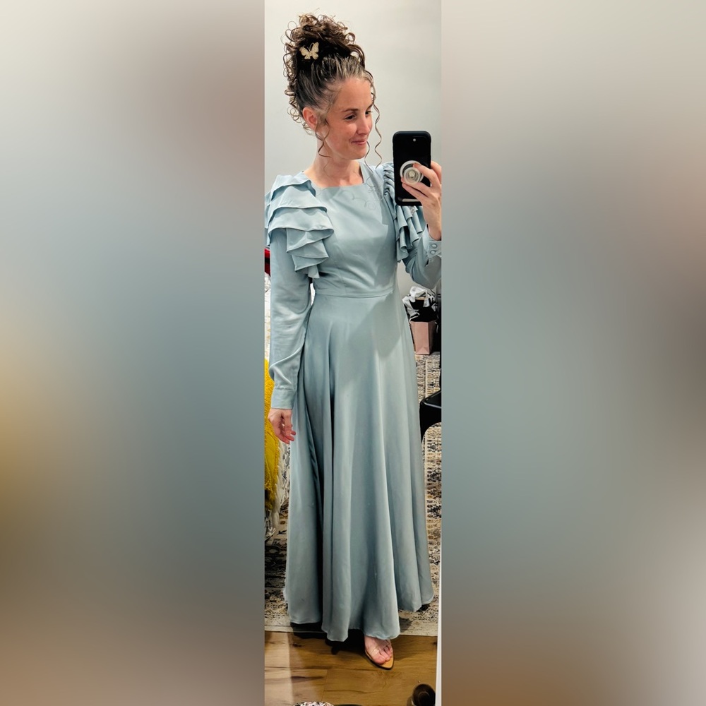 Dainty Jewells Blue Ruffle Sleeve Maxi Dress - Women's Formal Gown